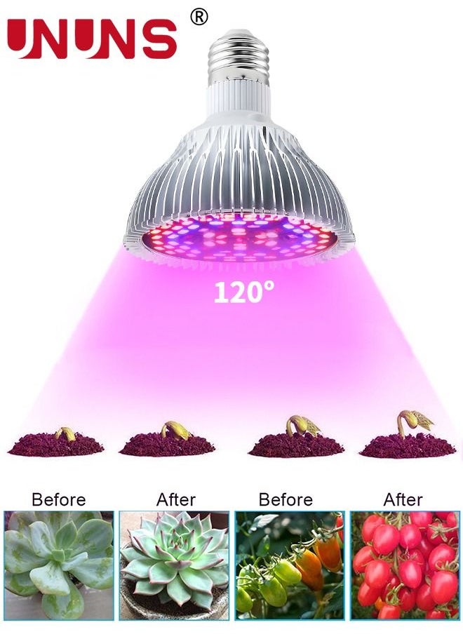 لمبة إضاءة LED للنمو، لمبة إضاءة نباتية 50 وات مع 78 مصباح LED للنباتات الداخلية، مقبس E27، مصباح نمو للحديقة المائية الداخلية والدفيئة العصارية