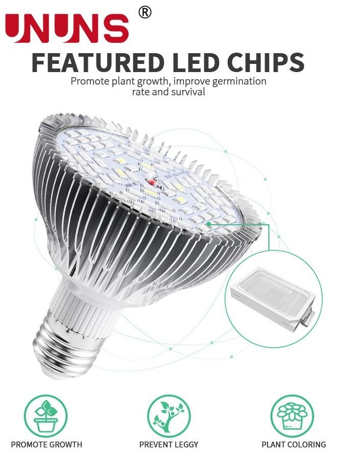 UNUNS LED Growth Light Bulb,50W Plant Light Bulb With 78LEDs For Indoor Plants,E27 Socket,Grow Lamp For Hydroponic Indoor Garden Greenhouse Succulent  - Image 5