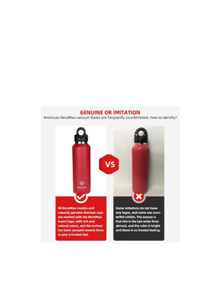 RevoMax Double Walled Vacuum Insulated Water Bottle, Copper Plated, Insulated Thermos Flask, Twist-Free Cap, 18/8 Stainless Steel, BPA-free, Phthalate-free, No Flavour-Staining, 20oz/592ml, Fire Red - Image 4
