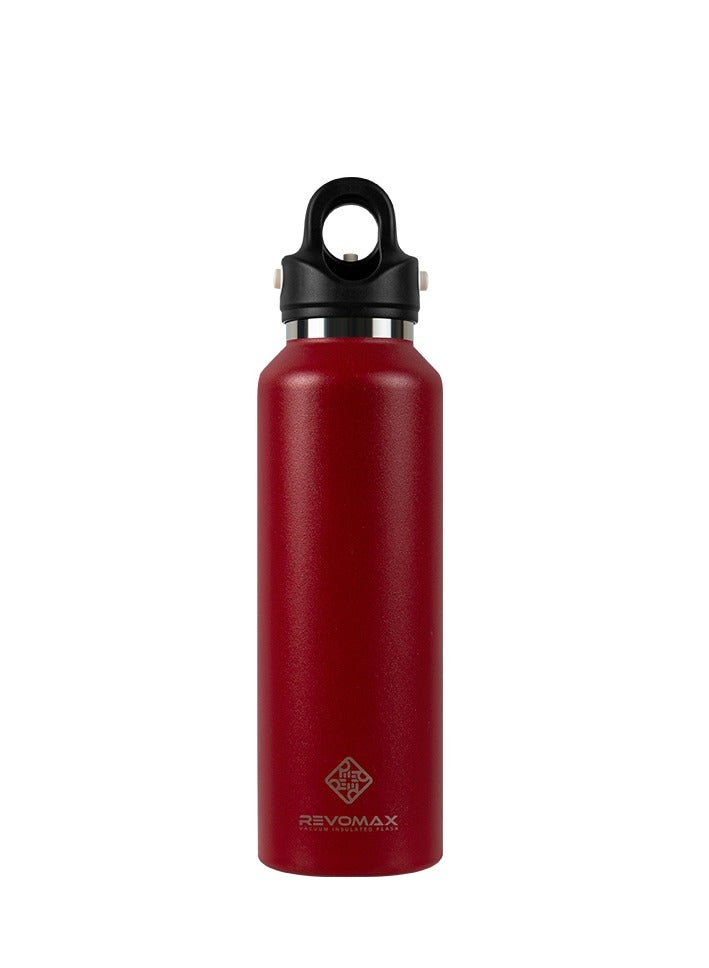 RevoMax Double Walled Vacuum Insulated Water Bottle, Copper Plated, Insulated Thermos Flask, Twist-Free Cap, 18/8 Stainless Steel, BPA-free, Phthalate-free, No Flavour-Staining, 20oz/592ml, Fire Red - Image 1