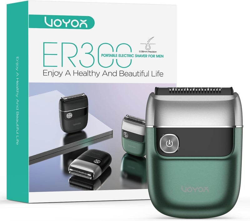 VOYOR Foil Shaver 2 in 1 Double Shavers for MenPortable Electric Razor with Rechargeable Foil Razor Multifunction Grooming Barber Shaver IPX6 Washable Travel Shavers ER300 Green