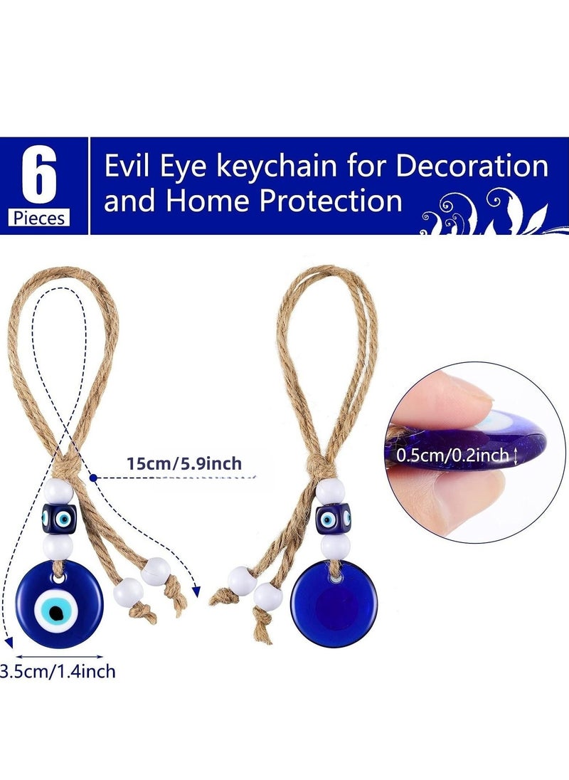 SYOSI Blue Evil Eye Beads Ornaments Glass Evil Eye Hanging Ornaments Turkish Blue Evil Eye Beads Charms with Rope Decorative Evil Eye Pendants for Home Farmhouse Wall Crafts Decorations(6Pieces)  - Image 2