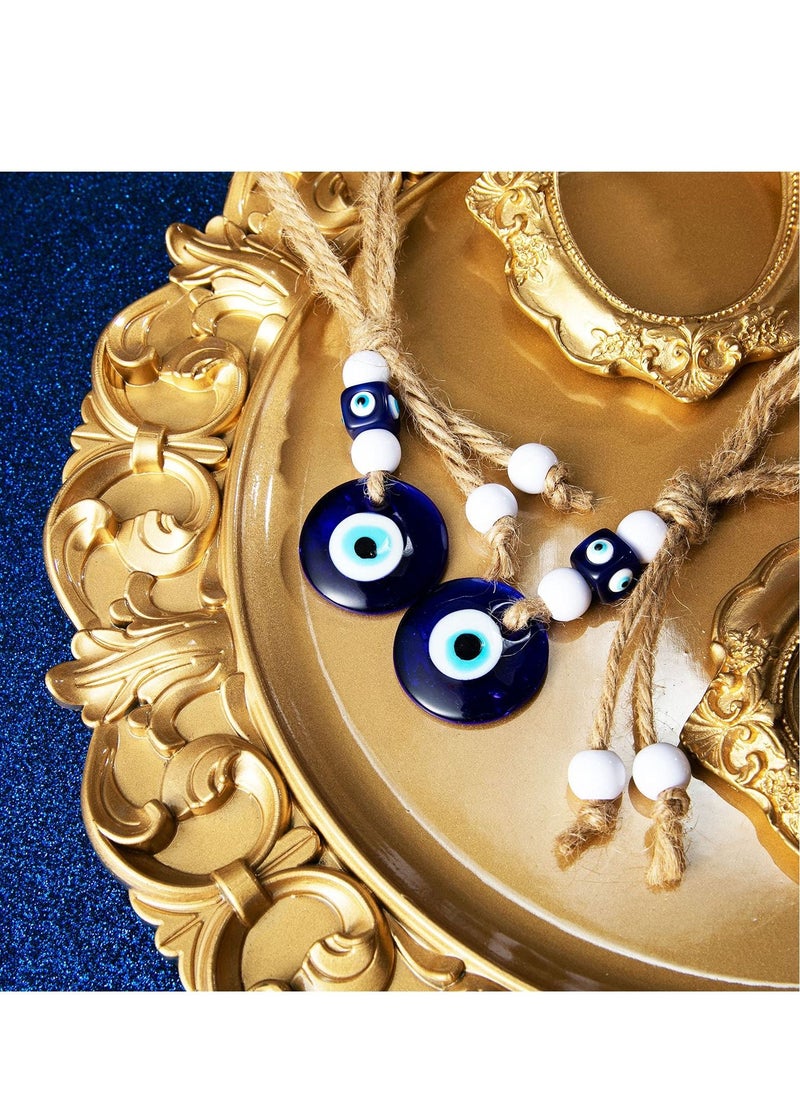 SYOSI Blue Evil Eye Beads Ornaments Glass Evil Eye Hanging Ornaments Turkish Blue Evil Eye Beads Charms with Rope Decorative Evil Eye Pendants for Home Farmhouse Wall Crafts Decorations(6Pieces)  - Image 4