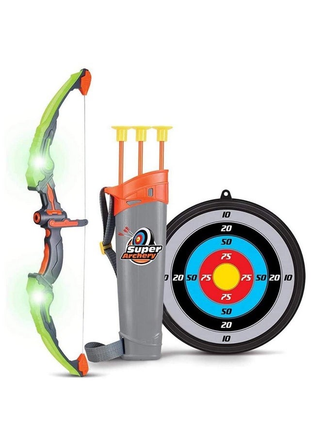 Tec Tavakkal Tavakkal Kids Bow & Arrow Toy, Boys And Girls Basic Archery Set Outdoor Hunting Game With 3 Suction Cup Arrows, Target & Quiver (Archery Toys With Light)  - Image 1