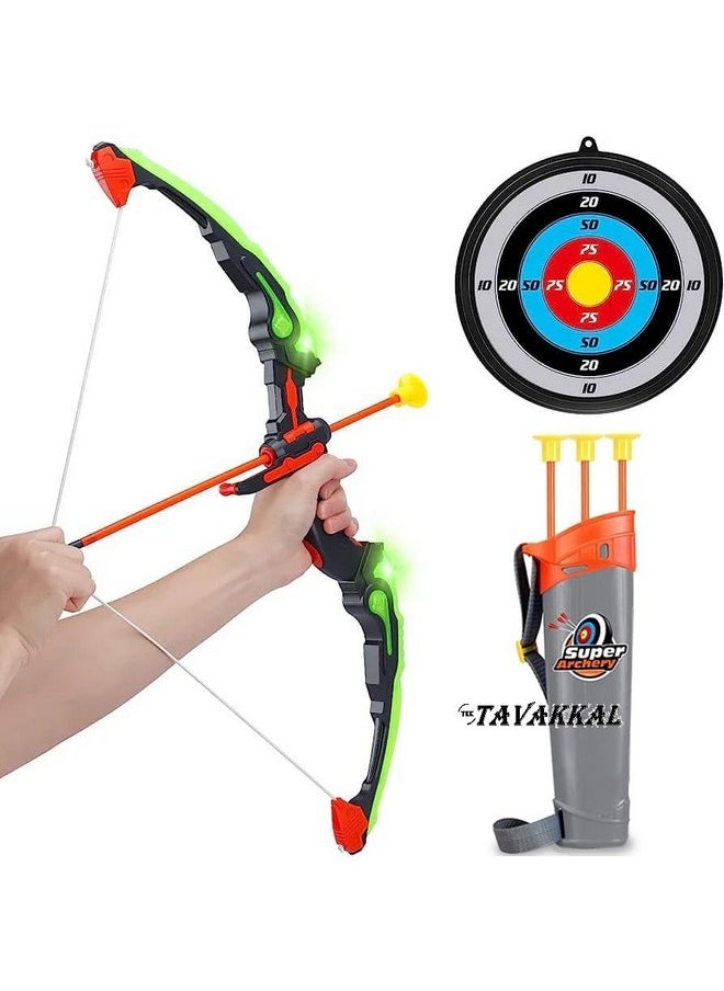 Tec Tavakkal Tavakkal Kids Bow & Arrow Toy, Boys And Girls Basic Archery Set Outdoor Hunting Game With 3 Suction Cup Arrows, Target & Quiver (Archery Toys With Light)  - Image 2