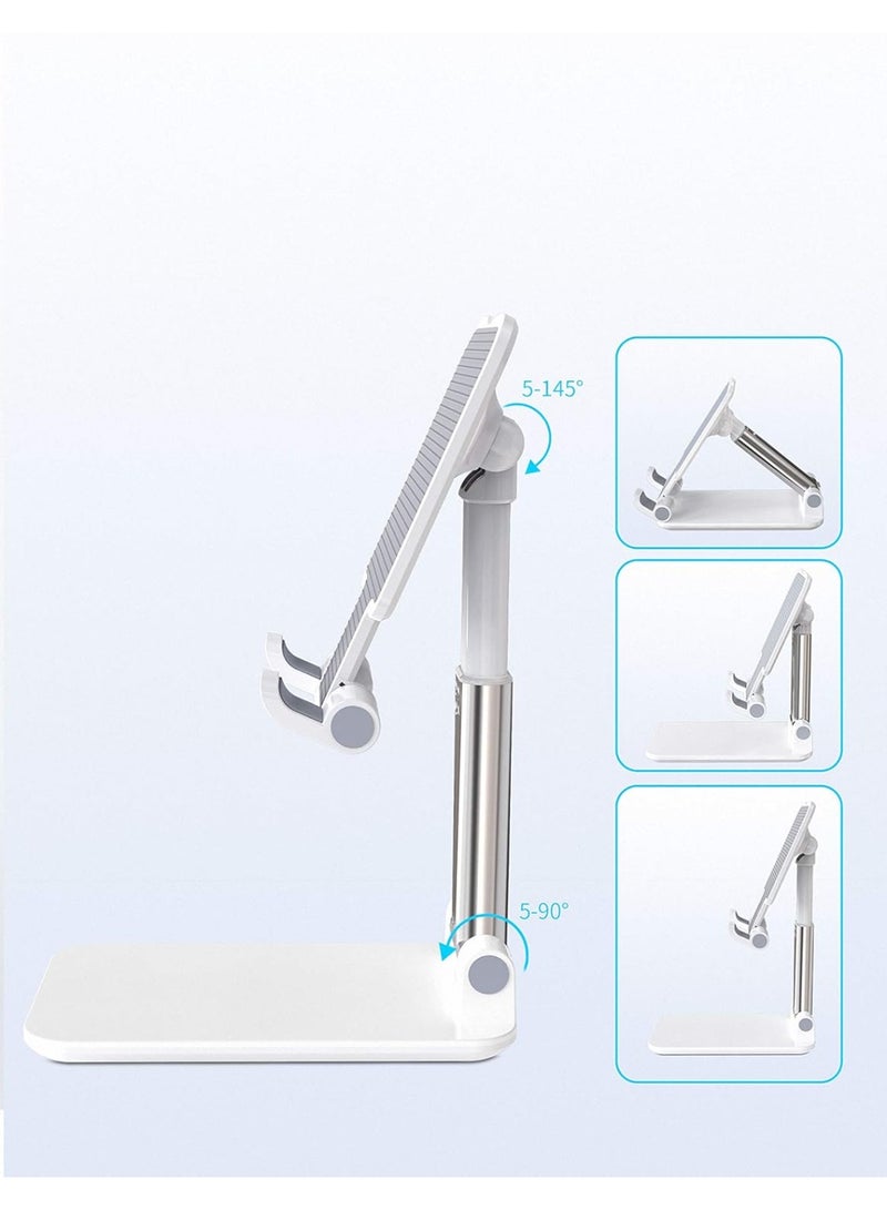 Adjustable Cell Phone Stands for Desk, Aluminum Folding Phone Holder with Stable Base and Charging Port for 4-12.9 Inches Smart Phone, Tablet (White) - Image 5