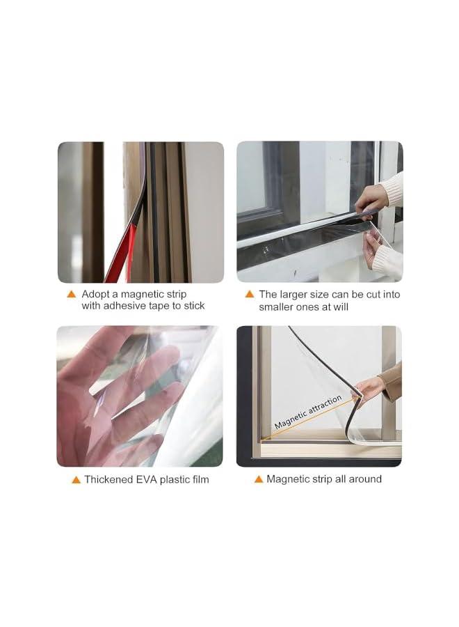 The Bros شبكة نافذة مغناطيسية، شبكة ذباب نافذة، شبكة بعوض ذاتية اللصق للنافذة، شبكة نافذة قابلة للتعديل للحشرات، شبكة نافذة، بيضاء، 120 x 120 سم - Image 2