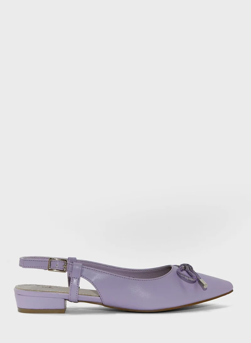 Ginger Bow-Tie Accent Sling Back Flat Sandals