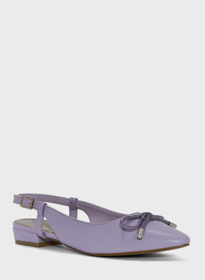 Ginger Bow-Tie Accent Sling Back Flat Sandals