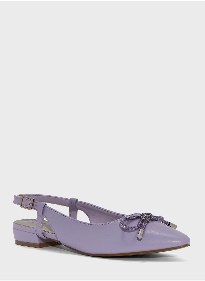 Ginger - Bow-Tie Accent Sling Back Flat Sandals - Image 1