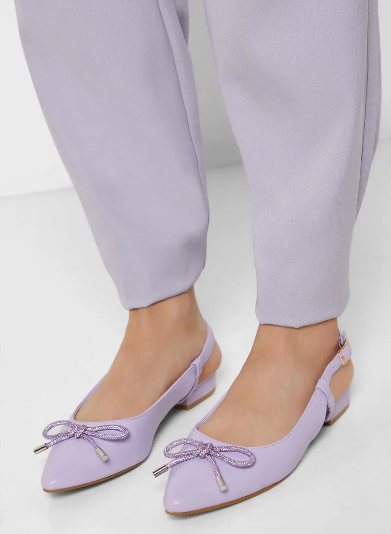 Ginger Bow-Tie Accent Sling Back Flat Sandals