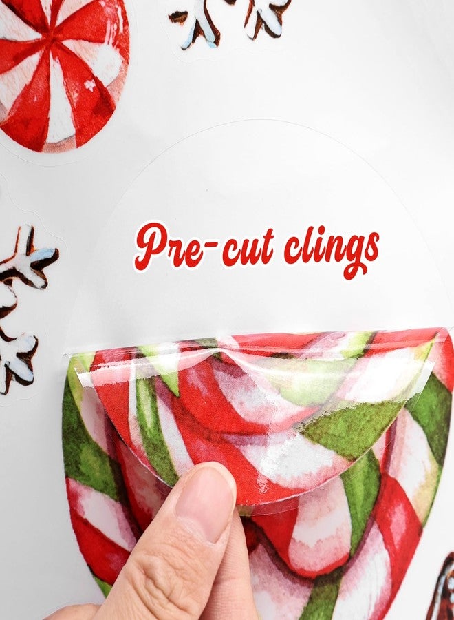 Ivenf Christmas Window Clings Decorations: 2 Sheets Extra Large Gingerbread Man Couple Window Stickers, Cute Gingerbread Peppermint Candy Canes Snowflake Decals for Home Office Holiday Party Décor - Image 3