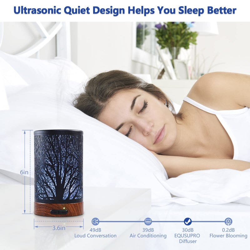 EQUSUPRO Essential Oil Diffuser 150ml Black Metal Aromatherapy Oil Diffuser Ultrasonic Cool Mist Diffuser with Auto Shut-Off Protection,7 Colors Changed LED for Home Office SPA Yoga - Image 5