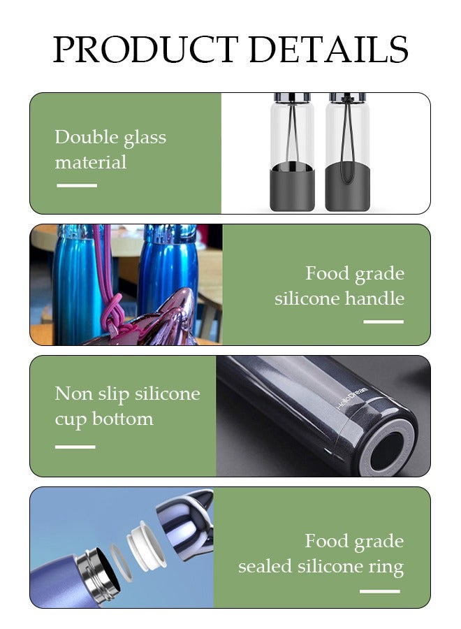 400ml Glass travel water bottle with sleeve – Airtight Screw Top Lids, Portable Carrying Loops - Lead, PVC and BPA Free - Water, Milk, Smoothie, Juice Beverage Glasses - Image 5