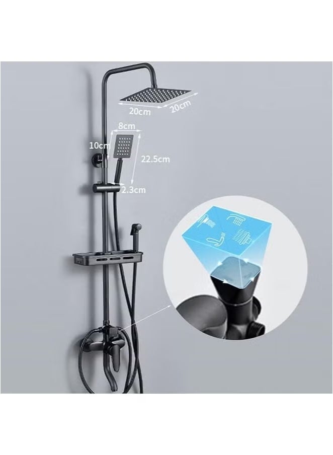 YelaJoy Shower Set, Shower Kit 8-Inch Shower Head with Handheld Including Rough-In Valve Body, Storage Rack and Trim Bathroom Rainfall Shower Kit Square  - Image 3