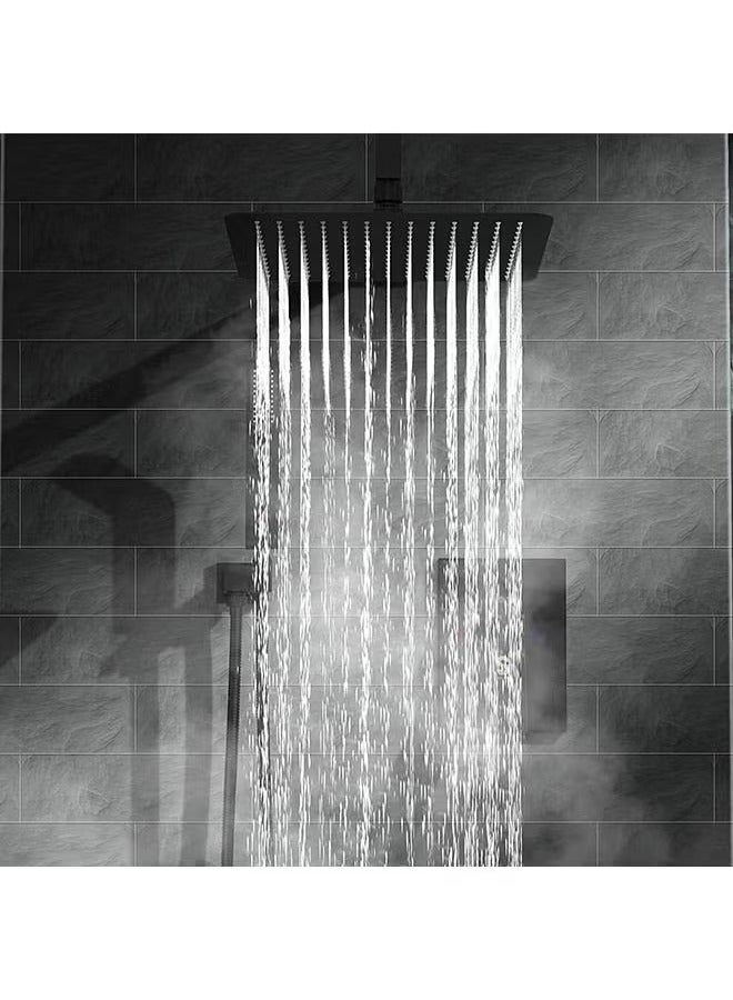 YelaJoy Shower Set, Shower Kit 8-Inch Shower Head with Handheld Including Rough-In Valve Body, Storage Rack and Trim Bathroom Rainfall Shower Kit Square  - Image 5