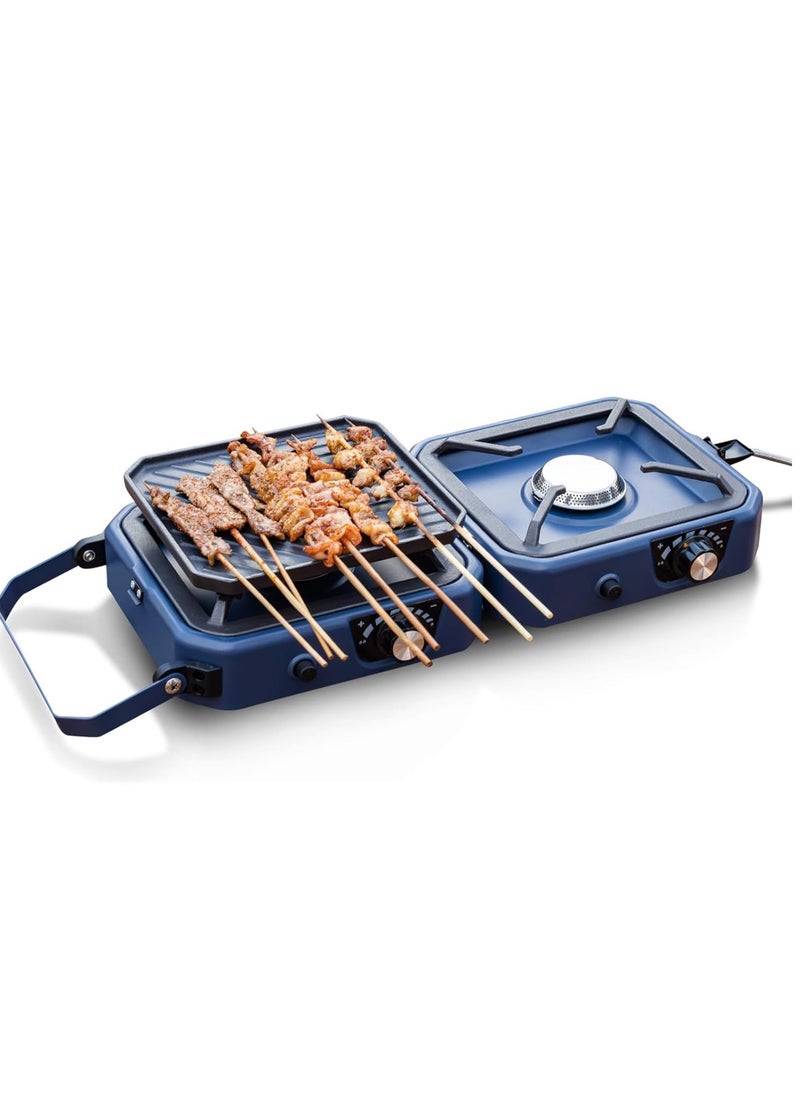 Generic - 2-Burner Camping Stove Grill - 16,000 BTU Foldable Camp Stove, Portable Cooking Stove with Piezo Ignition, Adjustable Burners, Easy-Carrying Handle, Stainless Steel Build for Camping, BBQ, Tailgating & Emergencies - Image 1