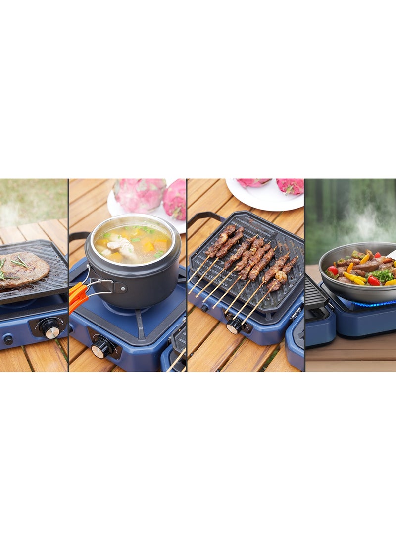 Generic - 2-Burner Camping Stove Grill - 16,000 BTU Foldable Camp Stove, Portable Cooking Stove with Piezo Ignition, Adjustable Burners, Easy-Carrying Handle, Stainless Steel Build for Camping, BBQ, Tailgating & Emergencies - Image 1