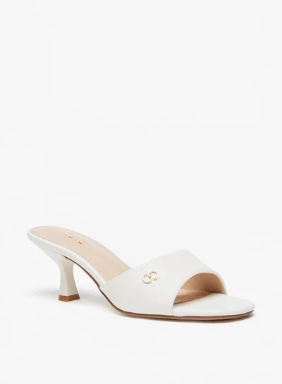 سيليست Women's Textured Slip-On Sandals with Kitten Heels