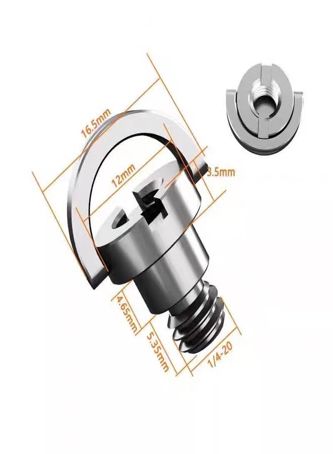 GetZget حلقة تثبيت GetZget® مقاس 1/4 بوصة على شكل حرف D متوافقة مع مثبت الكاميرا DJI Rs 4 mini gimble، وPocket 3/2/1، وOsmo 360، وInsta 360 X5/X4/X3، وكاميرات DSLR، وكاميرات الحركة ذات سن لولبي مقاس 1/4 بوصة لتثبيت ملحقات حزام الكاميرا. (قطعتان) - Image 2