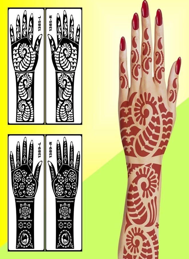 ORDERSHOCK Bridal & Groom Beautiful Mehndi Stencil Combo Mandala & Floral Patterns For Festive Hand & Fingers Art - Image 3