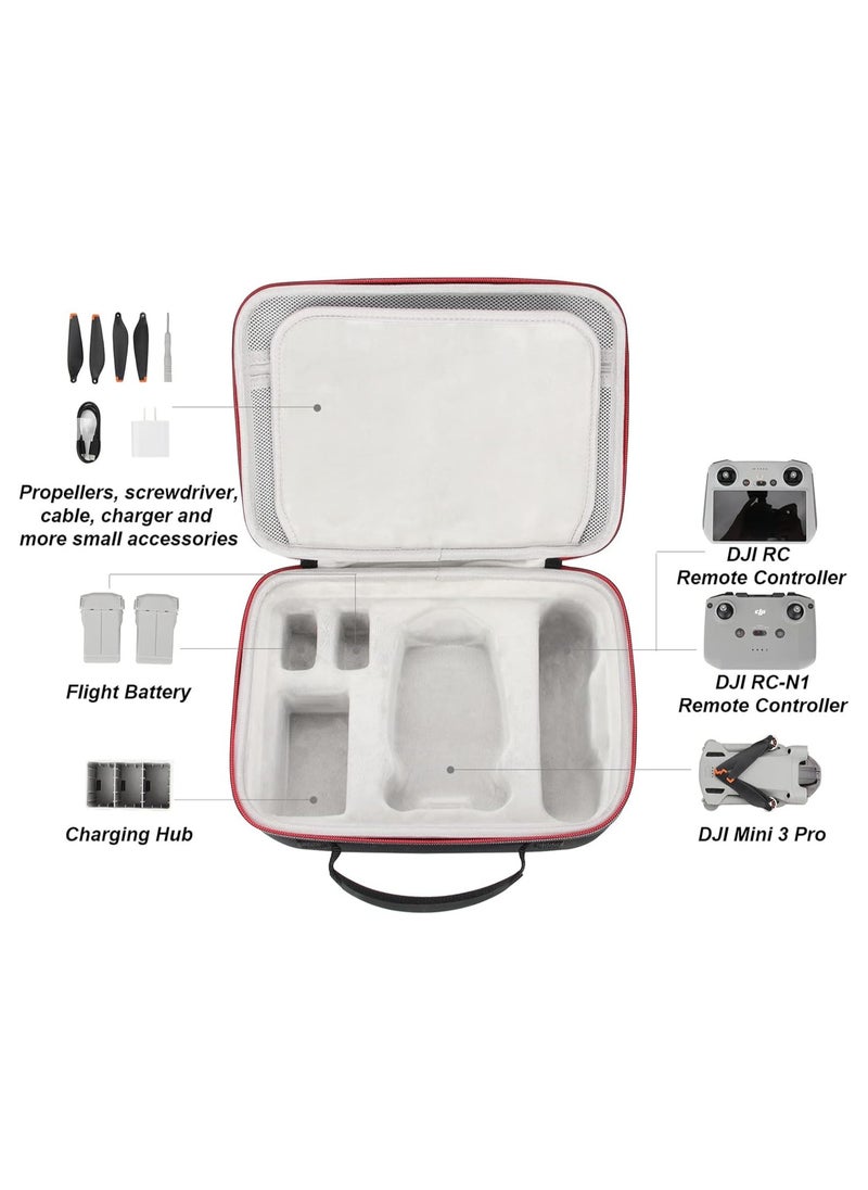 Mini 3 Pro Case, Portable Travel Bag for DJI Mini 3 Pro Drone, Compatible with DJI RC or RC-N1 Controllers and Other Accessories (Black)