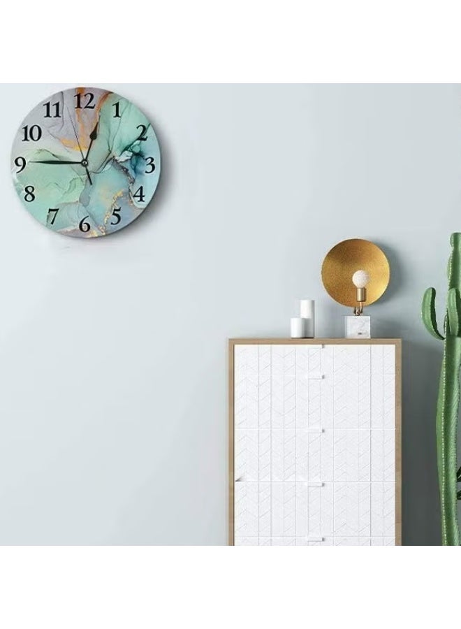 EETU Wall Clock,12 Inch Round Wall Clock Silent Non-Ticking Clock,Vintage Farmhouse Wood Home Decor Or For Living Room,Kitchen,Bedroom,and Office,Abstract Painting - Image 2