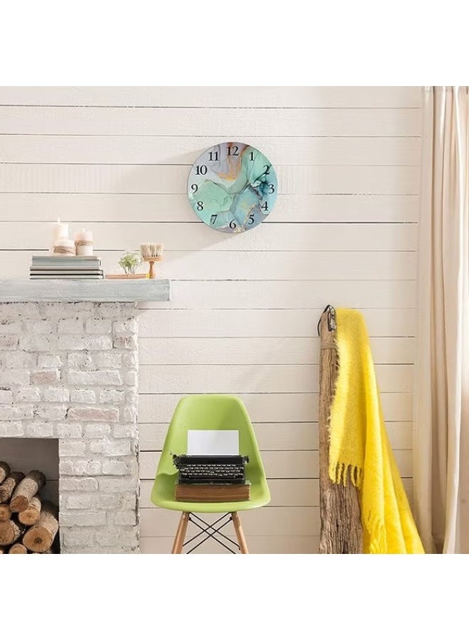 EETU Wall Clock,12 Inch Round Wall Clock Silent Non-Ticking Clock,Vintage Farmhouse Wood Home Decor Or For Living Room,Kitchen,Bedroom,and Office,Abstract Painting - Image 3