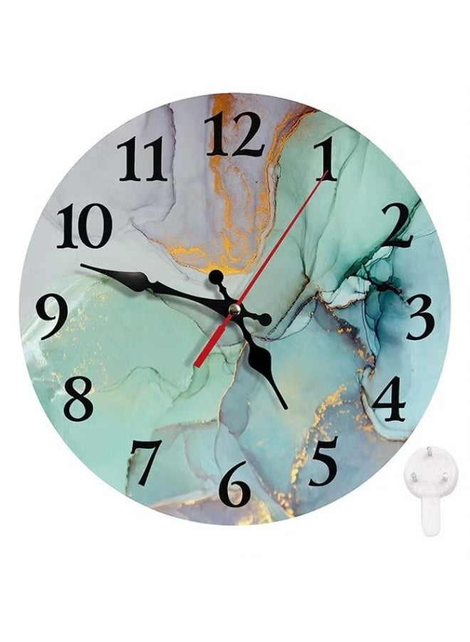 EETU Wall Clock,12 Inch Round Wall Clock Silent Non-Ticking Clock,Vintage Farmhouse Wood Home Decor Or For Living Room,Kitchen,Bedroom,and Office,Abstract Painting - Image 1
