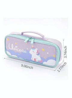 SYOSI Pencil Case, SYOSI Cute Unicorn Pencil Pouch Medium Capacity Portable Multifunction Pen Bag with Compartments for Girls Kids Teen Purple  - Image 4