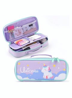 SYOSI Pencil Case, SYOSI Cute Unicorn Pencil Pouch Medium Capacity Portable Multifunction Pen Bag with Compartments for Girls Kids Teen Purple  - Image 1