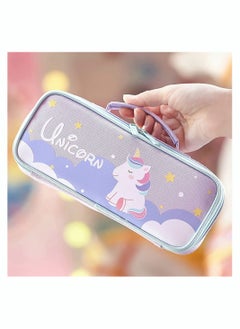 SYOSI Pencil Case, SYOSI Cute Unicorn Pencil Pouch Medium Capacity Portable Multifunction Pen Bag with Compartments for Girls Kids Teen Purple  - Image 2