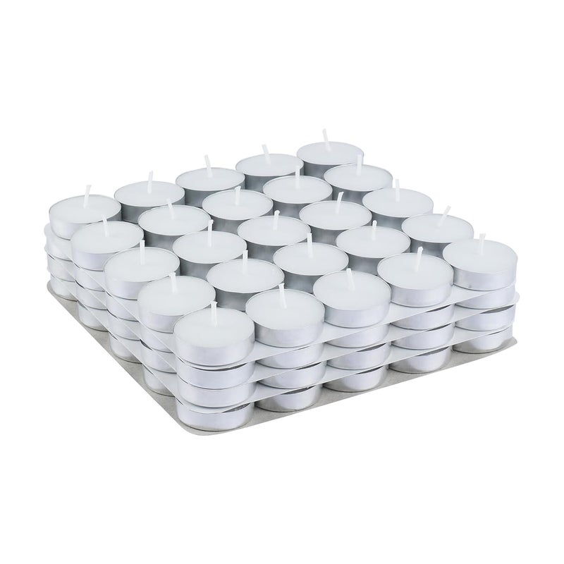 D'Velas ™ White Unscented Wax Tealight Candles - Pack of 100 | 2 Hours Burning Time, Paraffin Wax, Unscented, Smokeless, Dripless, for Home Decor, Offices & Other Occasions (White, Pack of 100) - Image 1