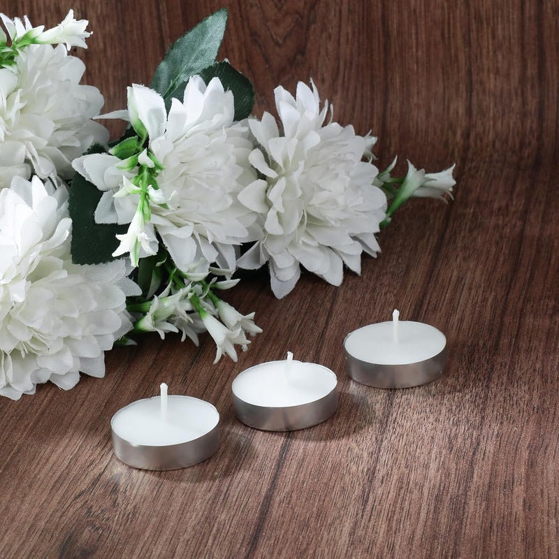 D'Velas ™ White Unscented Wax Tealight Candles - Pack of 100 | 2 Hours Burning Time, Paraffin Wax, Unscented, Smokeless, Dripless, for Home Decor, Offices & Other Occasions (White, Pack of 100) - Image 3