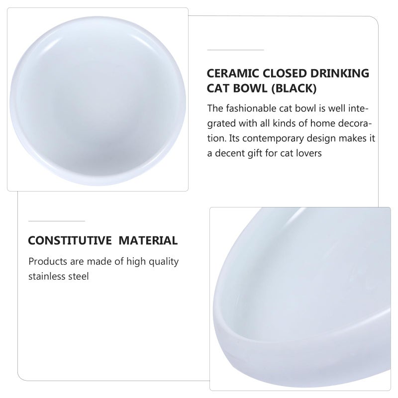Raised Edge Ceramic Cat Food and Water Bowl Spill Proof White Pet Feeder - Image 4