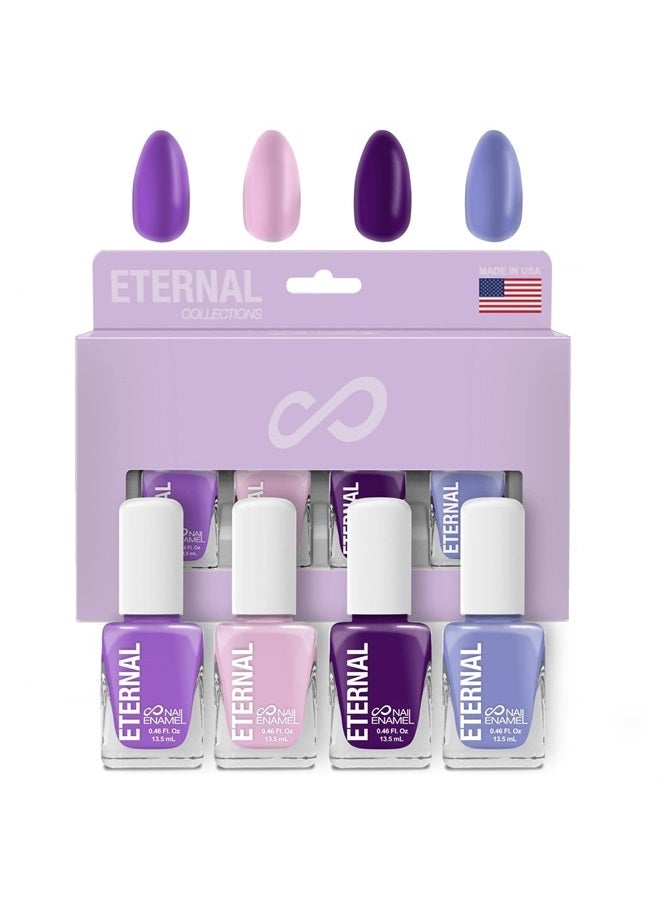 ETERNAL Purple Nail Polish Set for Women (HOLA BONITA) - Light Pink Nail Polish Set for Girls - Lasting & Quick Dry Fingernail Polish Kit for Home DIY Mani Pedi - Made in USA, 13.5mL (Set of 4) - Image 1