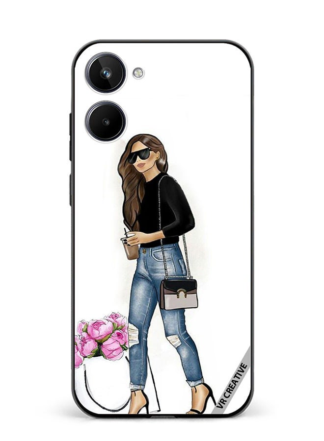 VR CREATIVE Protective Case Cover For Realme 10 Stylish walking Girl Design Multicolour - Image 1