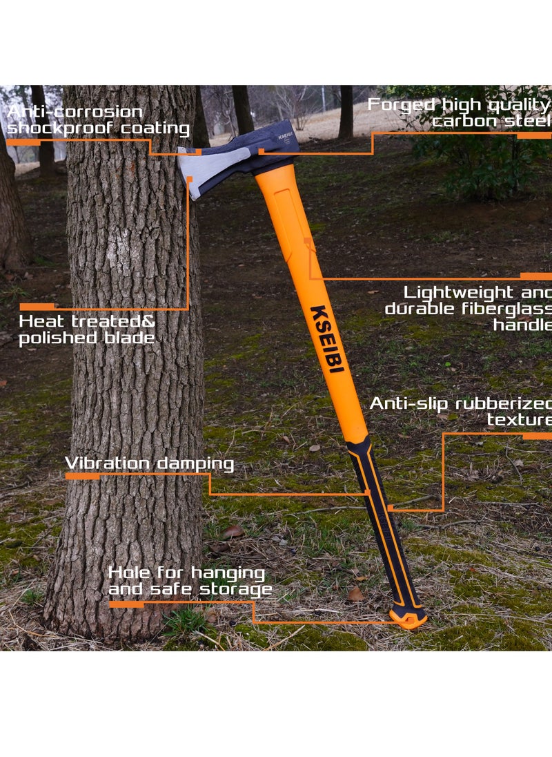 KSEIBI Splitting Axe with Fiberglass Handle – ProGrip 36" 2000g Heavy-Duty Wood Splitter  - Image 2