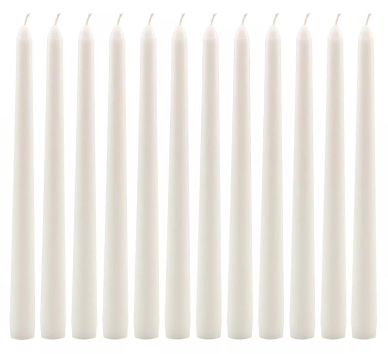 Pomp GLOW 10" Inch Taper Candles (12 Pack) | White Unscented Decorative Taper Candles That Will Light Up Your Home, - Image 1