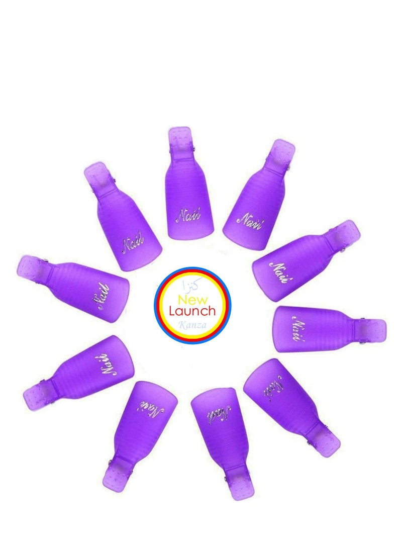 Kanza 10 Pieces  Plastic Acrylic Nail Art Soak Off Cap Clip UV Gel Polish Remover Wrap Tool  - Image 1
