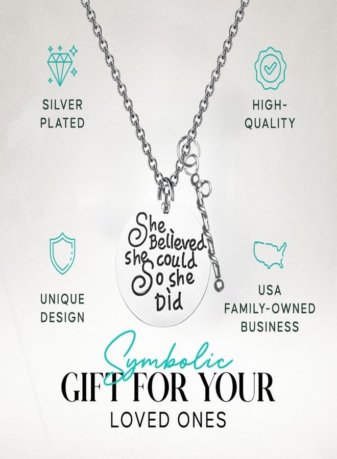 Sportybella Baton Charm Necklace- Twirling Jewelry - She Believed She Could So She Did Charm Pendant, Gift For Baton Twirler & Majorettes - Image 4