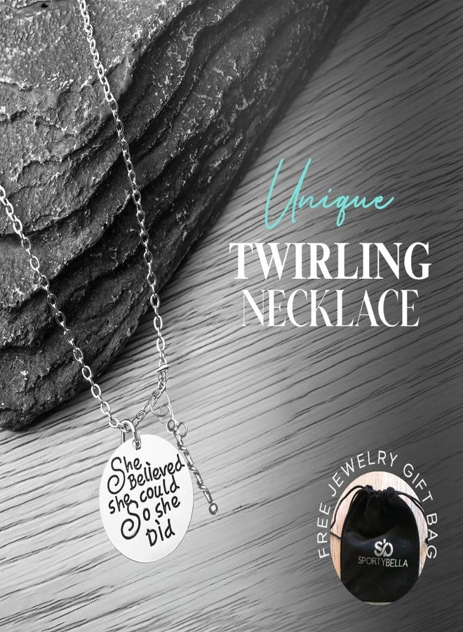 Sportybella Baton Charm Necklace- Twirling Jewelry - She Believed She Could So She Did Charm Pendant, Gift For Baton Twirler & Majorettes - Image 5