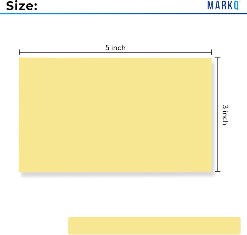 MARKQ Sticky Notes 3x5 Inches – Canary Yellow 75x125mm Self-Stick Notes, Strong Adhesive for To-Do Lists, Reminders, Note Taking & Office Organization - Pack of 12, 1200 Sheets - Image 3
