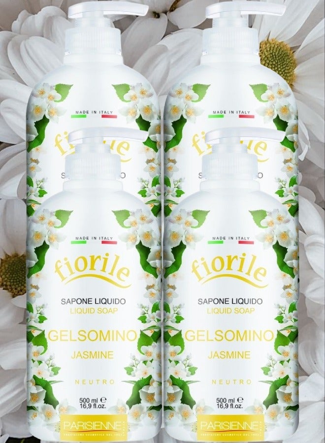 Parisienne 4 Pieces Jasmine Liquid Soap 500ml - Image 1