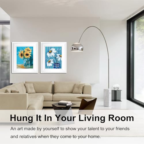 BAISITE Paint by Numbers Kit for Adults Beginners,12" Wx16 L 2 Pack Canvas for Painting Kits for Adults in Colorful Box-Daisy and Sunflowers 0304 - Image 4