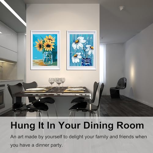 BAISITE Paint by Numbers Kit for Adults Beginners,12" Wx16 L 2 Pack Canvas for Painting Kits for Adults in Colorful Box-Daisy and Sunflowers 0304 - Image 3