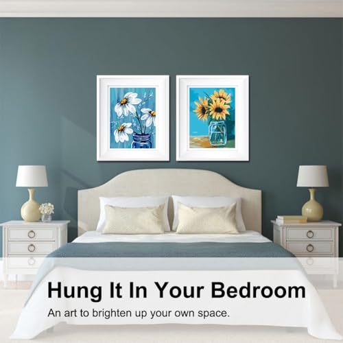 BAISITE Paint by Numbers Kit for Adults Beginners,12" Wx16 L 2 Pack Canvas for Painting Kits for Adults in Colorful Box-Daisy and Sunflowers 0304 - Image 2