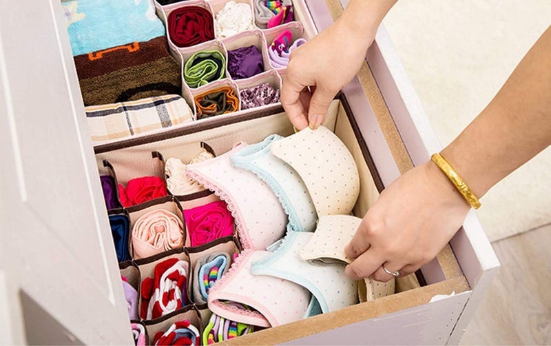 SPRSE SPRSE Multi Compartment Foldable Storage BoxCloset OrganizerDrawer Organizer 16 Grids For Underwear Closet Storage For Bra Panty Innerwear Organizer For Wardrobe Multicolor Pack of 1  - Image 5