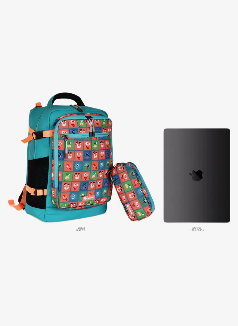 Magellan Magellan School Backpack 16 inch, Fabric with 3 compartment with pencil case