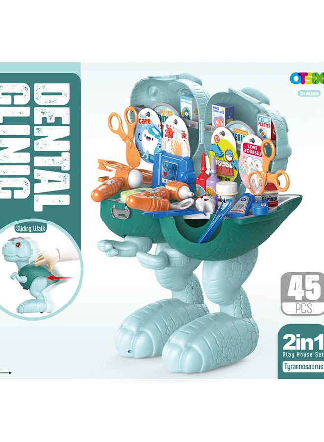 Children's Cooking Tableware Medical Tools Beauty Supermarket Sliding Tyrannosaurus Storage Suit Simulation Play House Toys-Specifications:1368B03 - Image 1